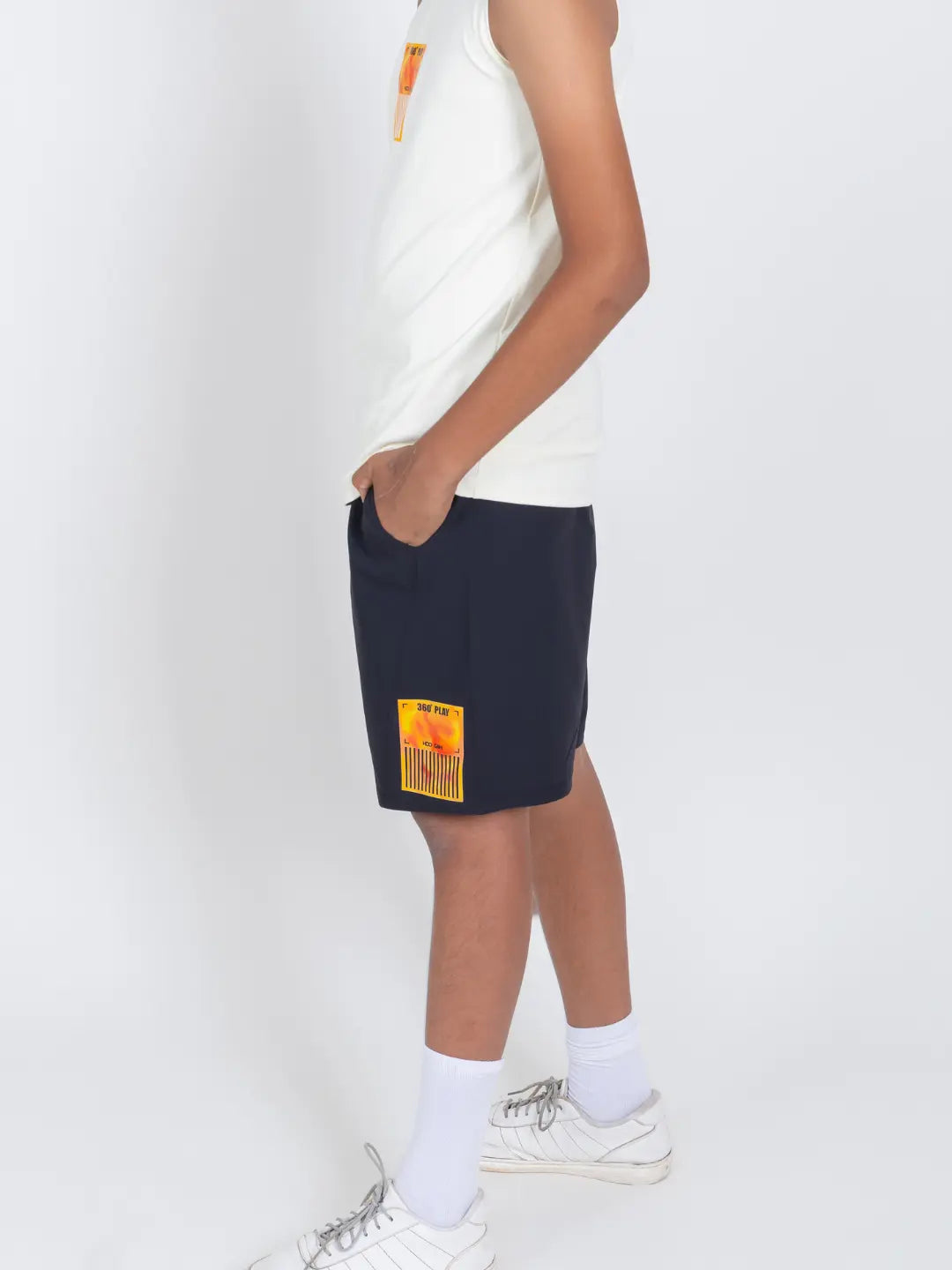 White & Black Sports Co-ord Sets with Tank Top Boys - Hoogah