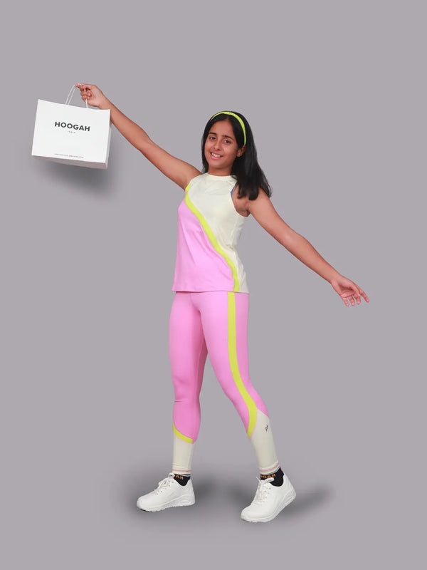 Pink Sports Co-ord Sets Girls with Tank Top - Hoogah